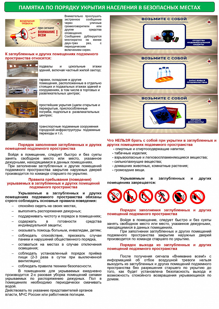 Помещения подземного пространства для укрытия населения